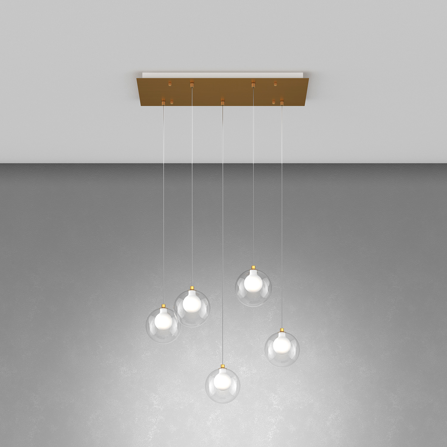 foto del prodotto lampadario contemporaneo inside metallo ottone vetro bianco 5 luci g9