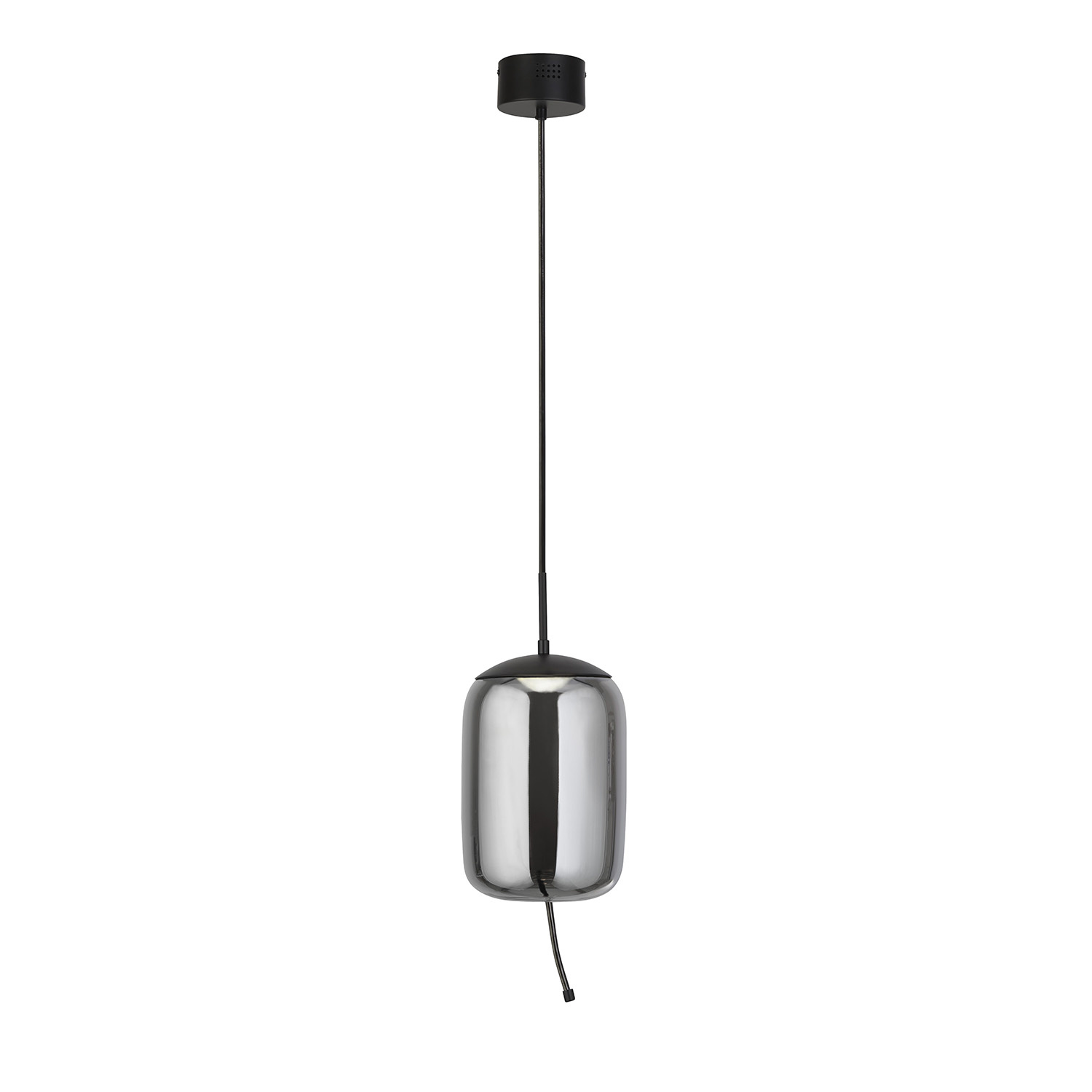 foto del prodotto lampadario contemporaneo lisbona acciaio nero vetro fum led 6w 2700k