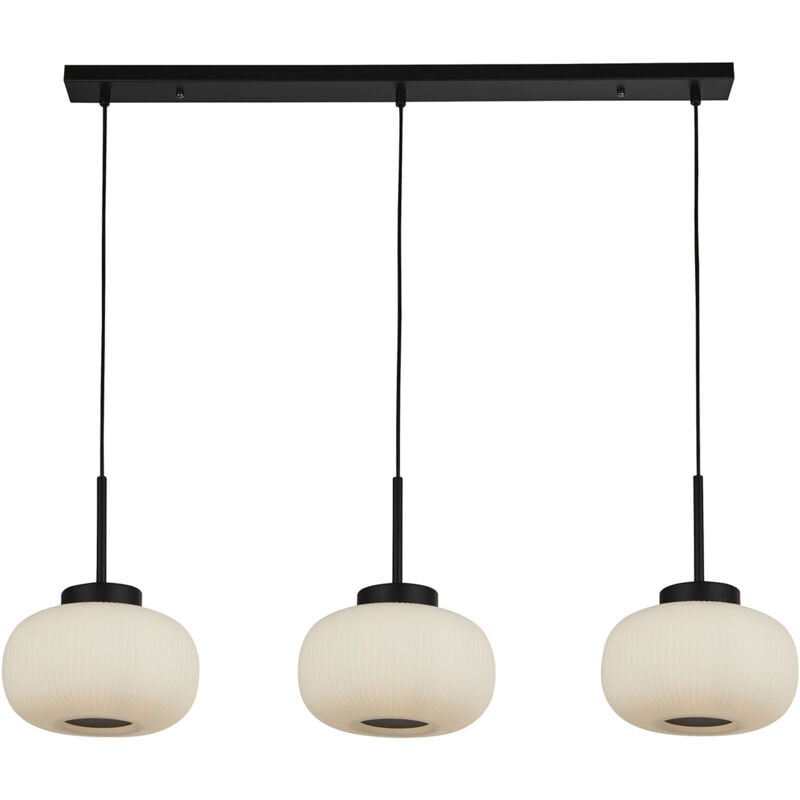 foto del prodotto lampadario contemporaneo lumina acciaio bianco vetro nero 3 luci e27