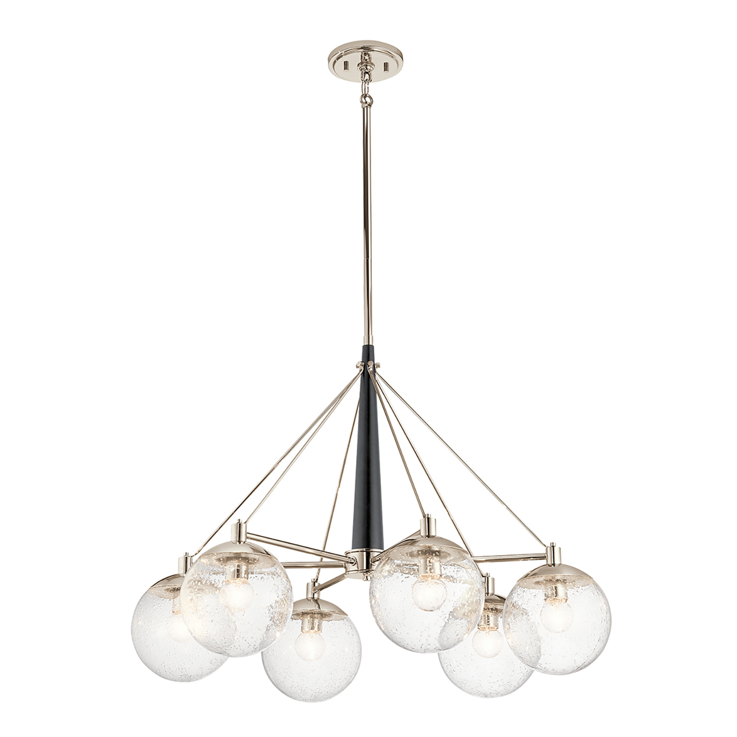 foto del prodotto lampadario contemporaneo marilyn acciaio nichel lucido vetro 6 luci e27