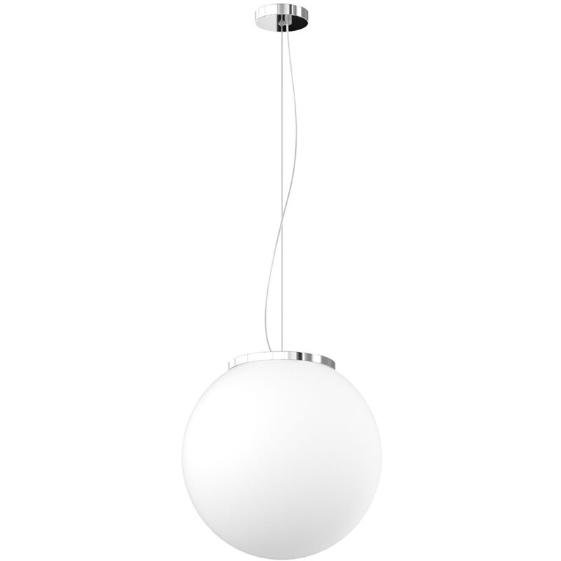 foto del prodotto lampadario contemporaneo mars metallo cromo vetro bianco 1 luce e27 d30cm