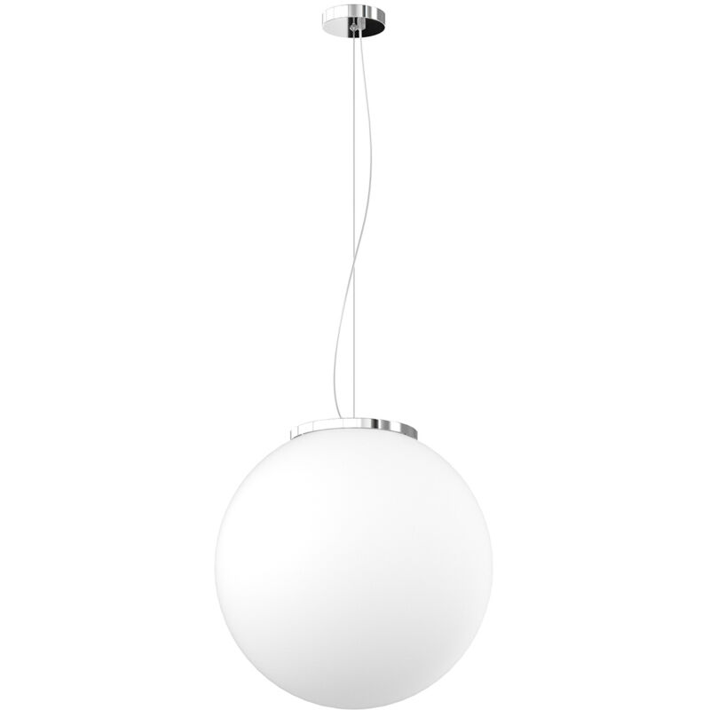foto del prodotto lampadario contemporaneo mars metallo cromo vetro bianco 1 luce e27 d35cm
