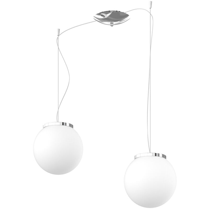 foto del prodotto lampadario contemporaneo mars metallo cromo vetro bianco 2 luci e27 d20cm