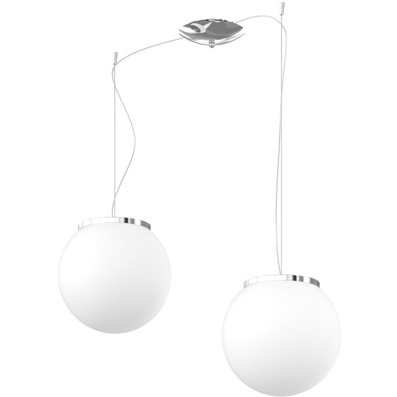 foto del prodotto lampadario contemporaneo mars metallo cromo vetro bianco 2 luci e27 d25cm
