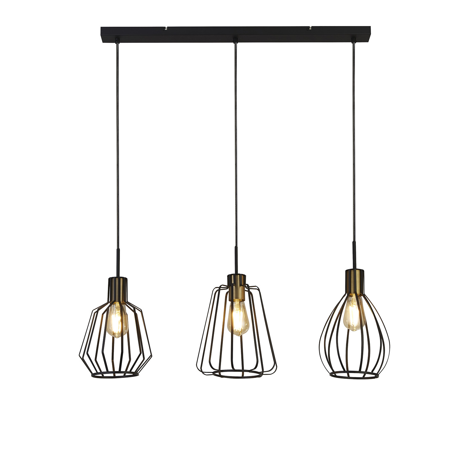 foto del prodotto lampadario contemporaneo melbourne acciaio nero ottone 3 luci e27
