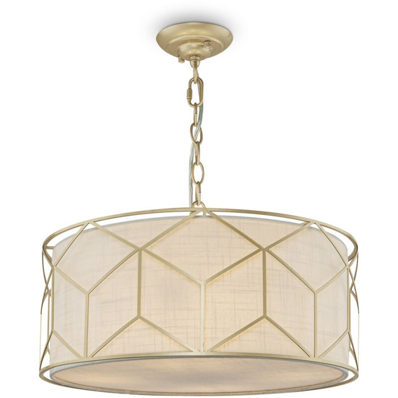 foto del prodotto lampadario contemporaneo messina metallo oro 1 luce diffusore lino su pvc