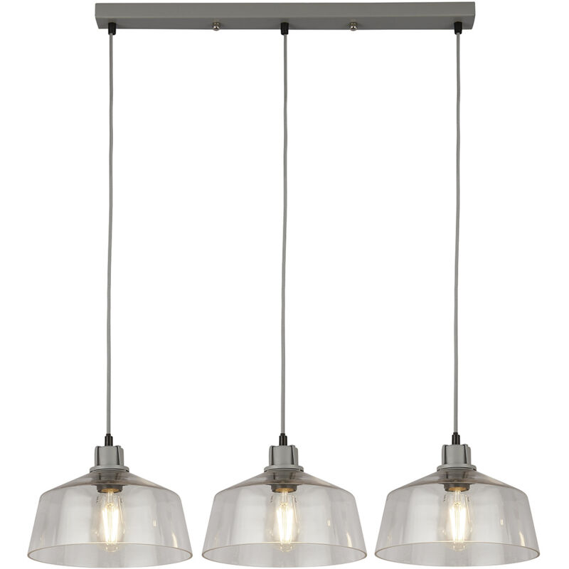 foto del prodotto lampadario contemporaneo od on acciaio grigio trasparente 3 luci e27