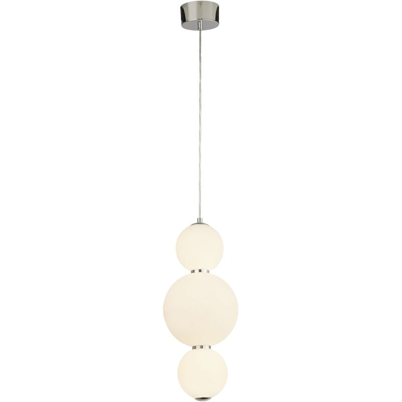 foto del prodotto lampadario contemporaneo palla neve acciaio cromo vetro bianco led 18,97w 3000k