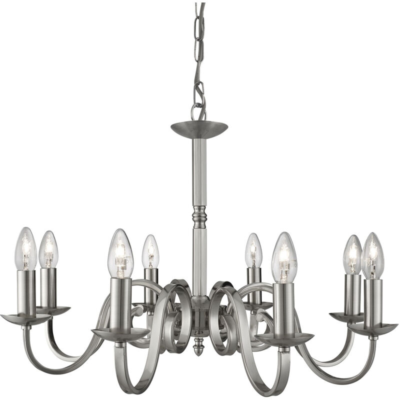 foto del prodotto lampadario contemporaneo richmond acciaio argento 8 luci e14