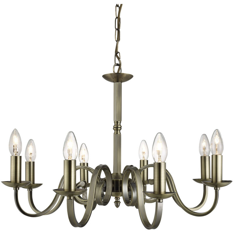 foto del prodotto lampadario contemporaneo richmond acciaio ottone 8 luci e14