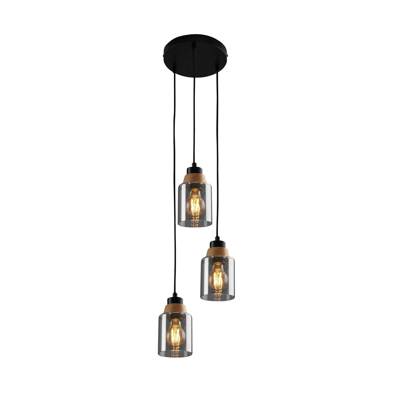 foto del prodotto lampadario contemporaneo royk metallo nero 3 luci e27