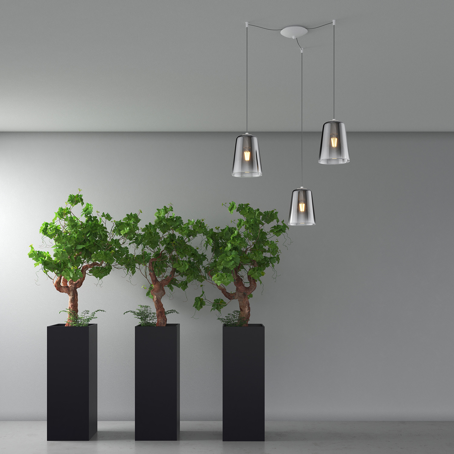 foto del prodotto lampadario contemporaneo shaded metallo bianco vetro cromo 3 luci e27