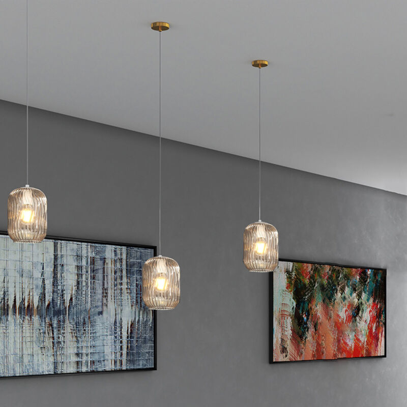 foto del prodotto lampadario contemporaneo tender metallo ottone vetro ambra 1 luce e27