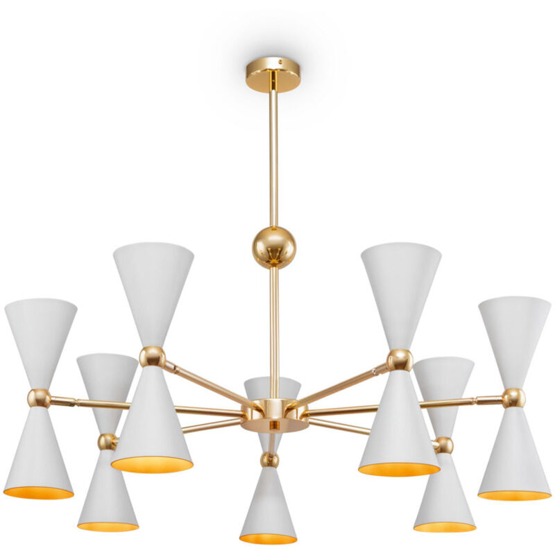 foto del prodotto lampadario contemporaneo vesper in metallo bianco e oro 14 luci