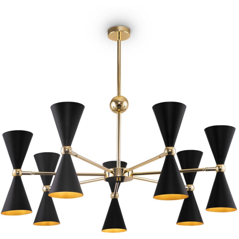 foto del prodotto lampadario contemporaneo vesper in metallo nero e oro 14 luci