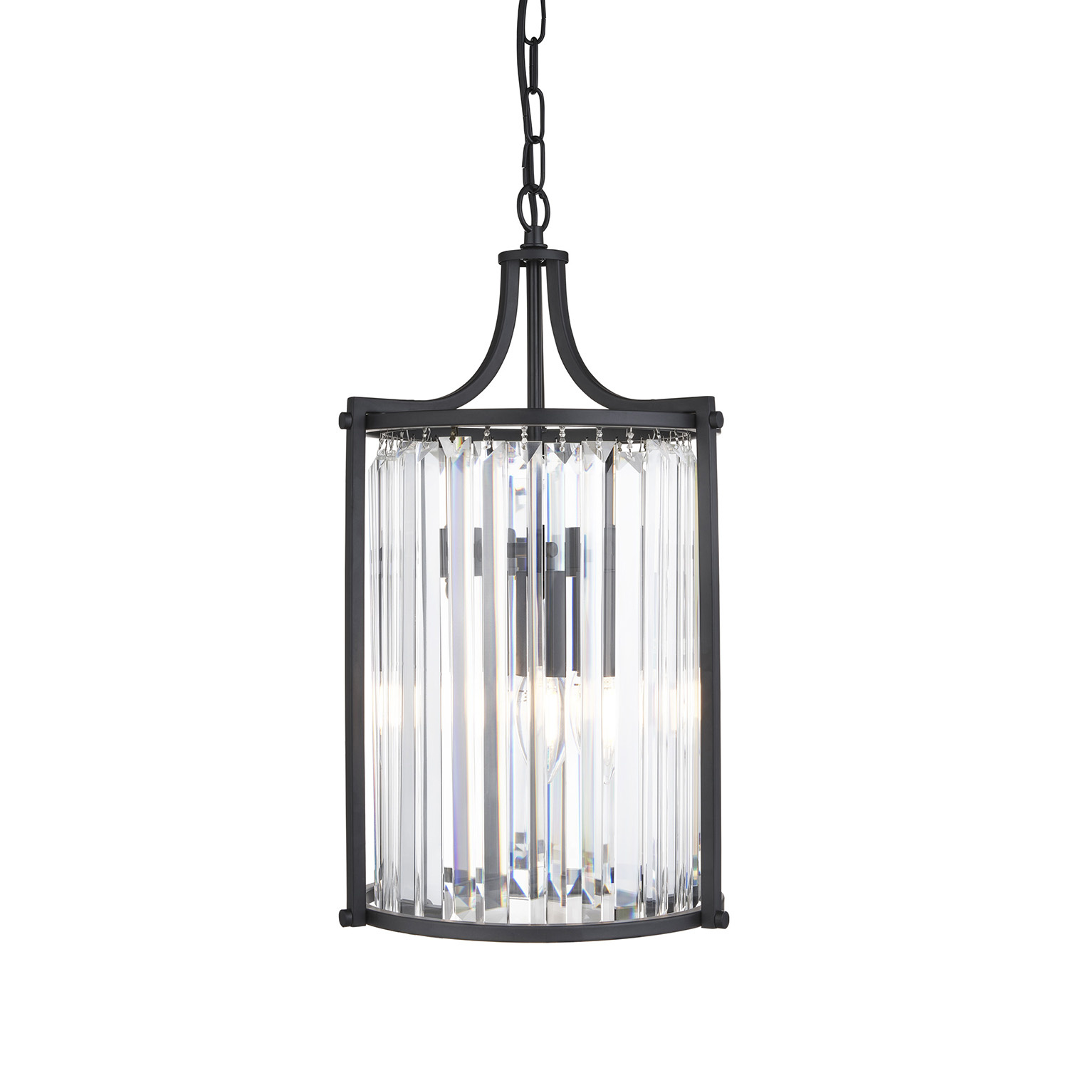 foto del prodotto lampadario contemporaneo victoria acciaio nero vetro 2 luci e14