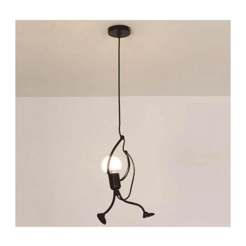 foto del prodotto lampadario creativo lampadario sospensione lampadari soggiorno iron nero people cartoon lampadari sospensione accessori 26 x 40 cm e27