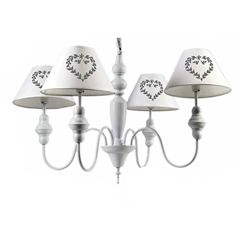 foto del prodotto lampadario cuori bianco con 4 luci 67 cm colore bianco