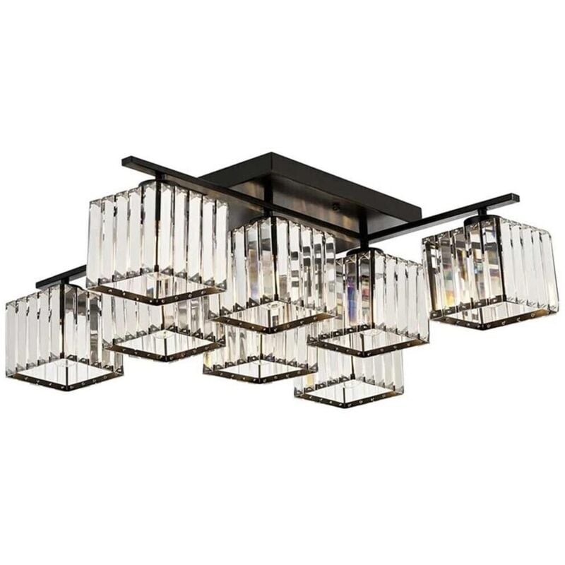 foto del prodotto lampadario da soffitto 8 cubi in vetro portalampadina e27 metallo nero moderno