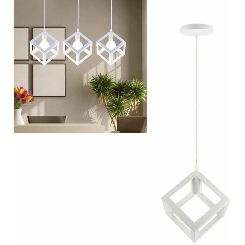 foto del prodotto lampadario da soffitto a sospensione a forma cubo 3d portalampada e27