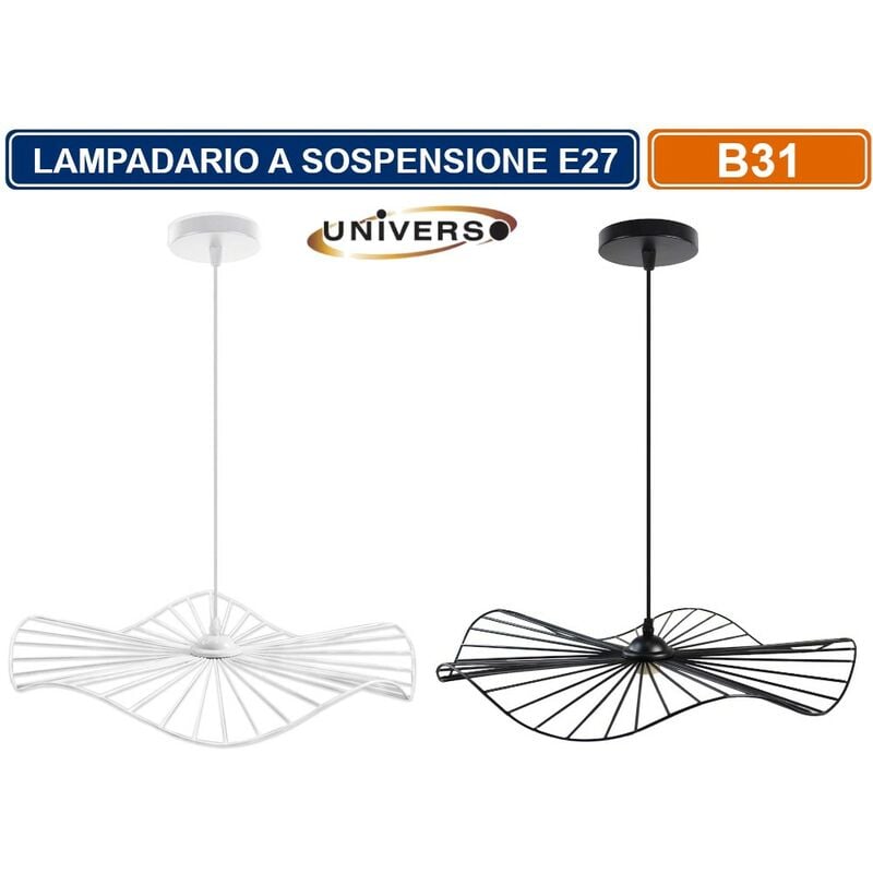 foto del prodotto lampadario da soffitto a sospensione pendente forma rotondatraforato con attacco e27 finitura bianco nero colore nero