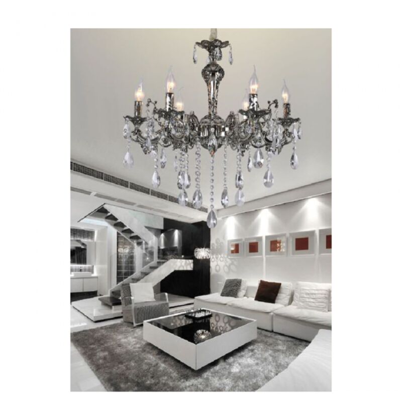 foto del prodotto lampadario da soffitto design classico 6 bracci con pendenti attacco e14 a03 6 trade shop traesio