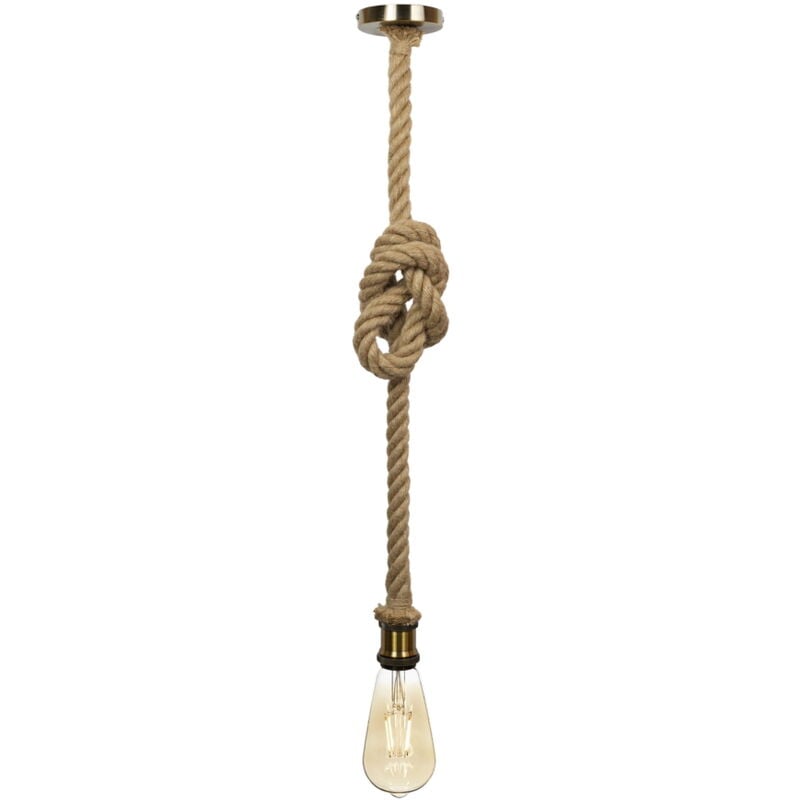 foto del prodotto lampadario da soffitto single rope canapa ottone 1 x e27 novaline