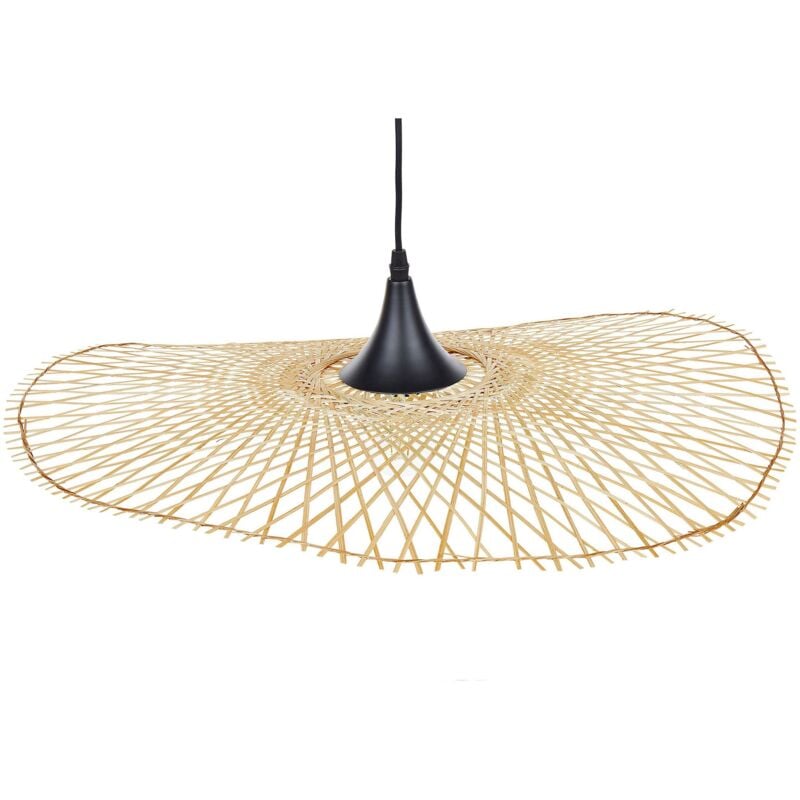 foto del prodotto lampadario da soffitto stile boho moderno ovale legno bamboo 60 cm floyd
