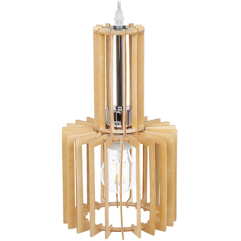 foto del prodotto lampadario da soffitto stile rustico industrial legno chiaro niari