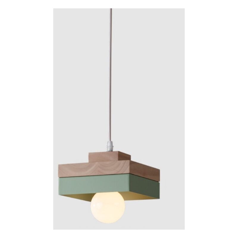 foto del prodotto lampadario da sospensione moderno lampada da sospensione metallo legno lustro soffitto regolabile verde