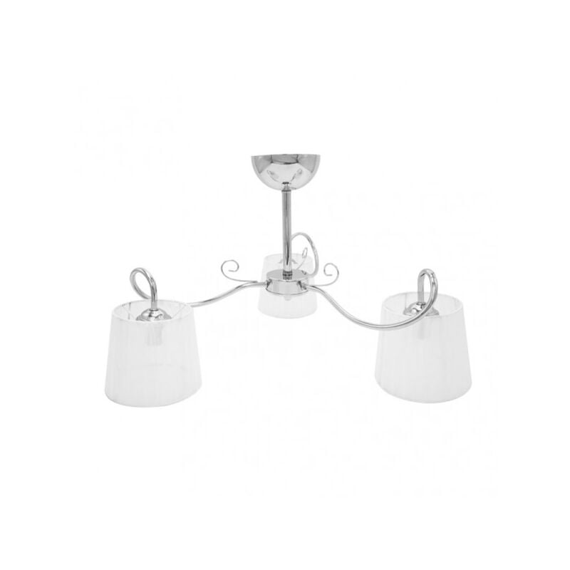 foto del prodotto lampadario de 3 luci con paralume bianco, modello cuzco cromo fabrilamp