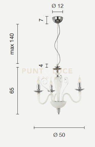foto del prodotto lampadario debussy 3 luci trasparente e oro attacco e14 d.50cm