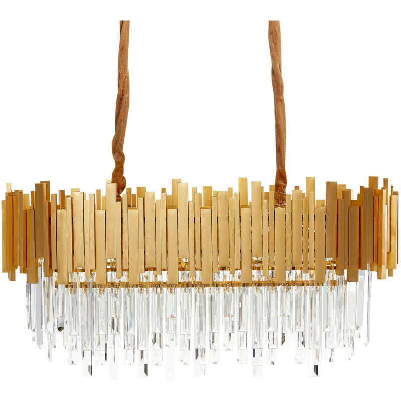 foto del prodotto lampadario di classe in alluminio con cristalli d oro garcia