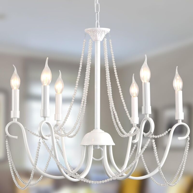 foto del prodotto lampadario francese paese retr luci a sospensione vecchio modo decor per camera interna bianco 6 luci ganeed
