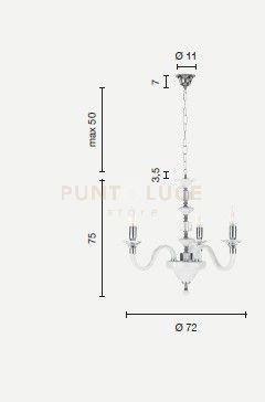 foto del prodotto lampadario gala 3 luci attacco e14 oro e trasparente d.72cm