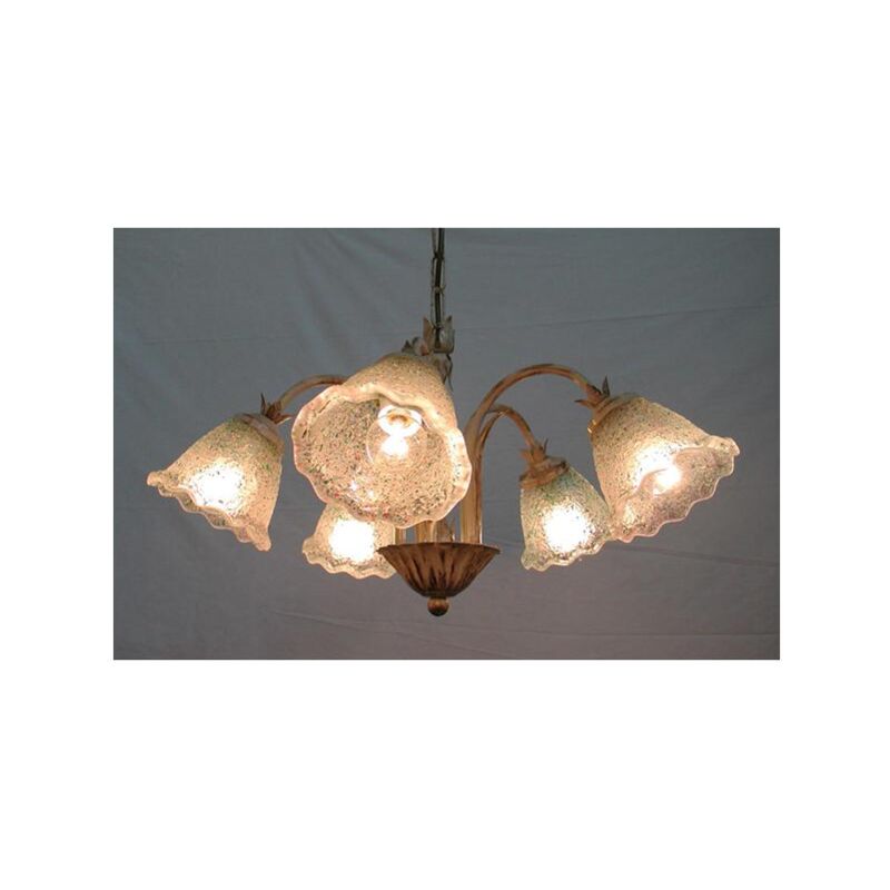 foto del prodotto lampadario ghiaia a 5 luci in ferro battuto lampade lampione applique lanterna