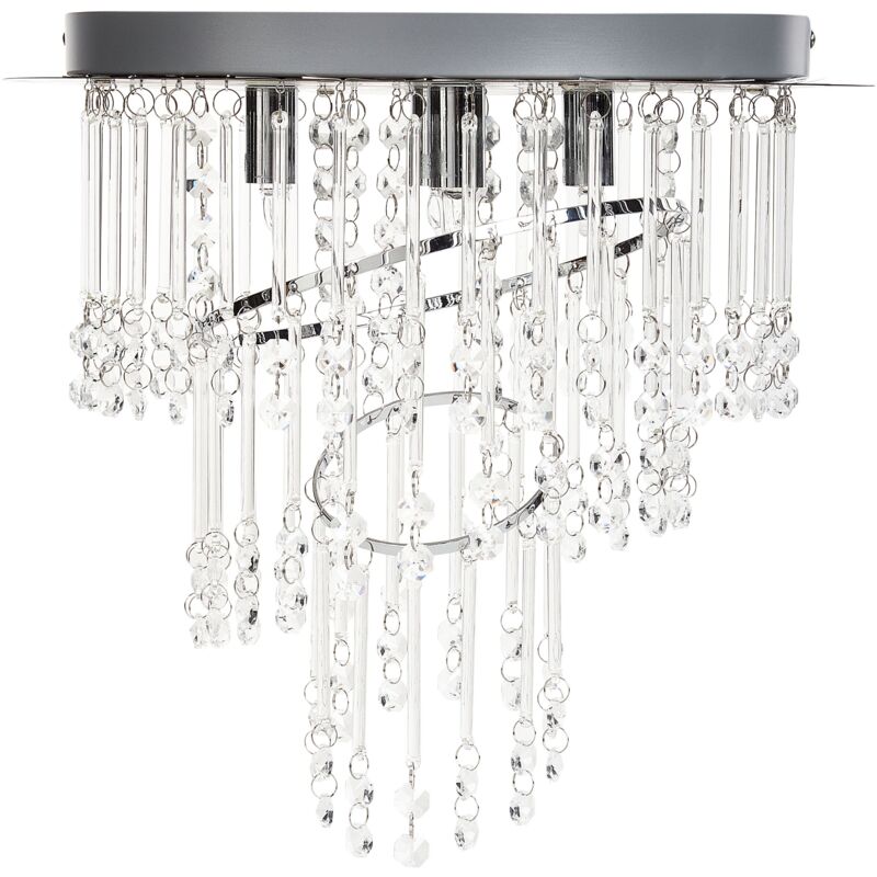 foto del prodotto lampadario glam illuminazione metallo vetro cristalli finitura cromo 45 cm argento esmelle