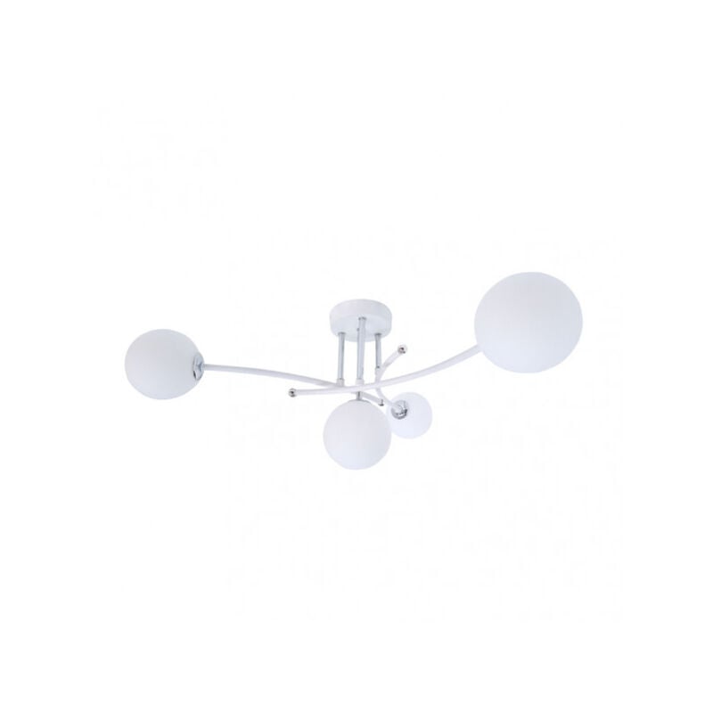 foto del prodotto lampadario havana 4 luci bianco cromo con paralumi sferici fabrilamp