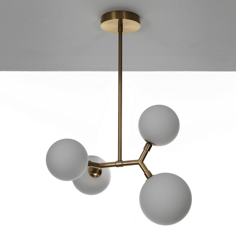 foto del prodotto lampadario in acciaio verniciato ottone cm. l.40 p.32 h.65