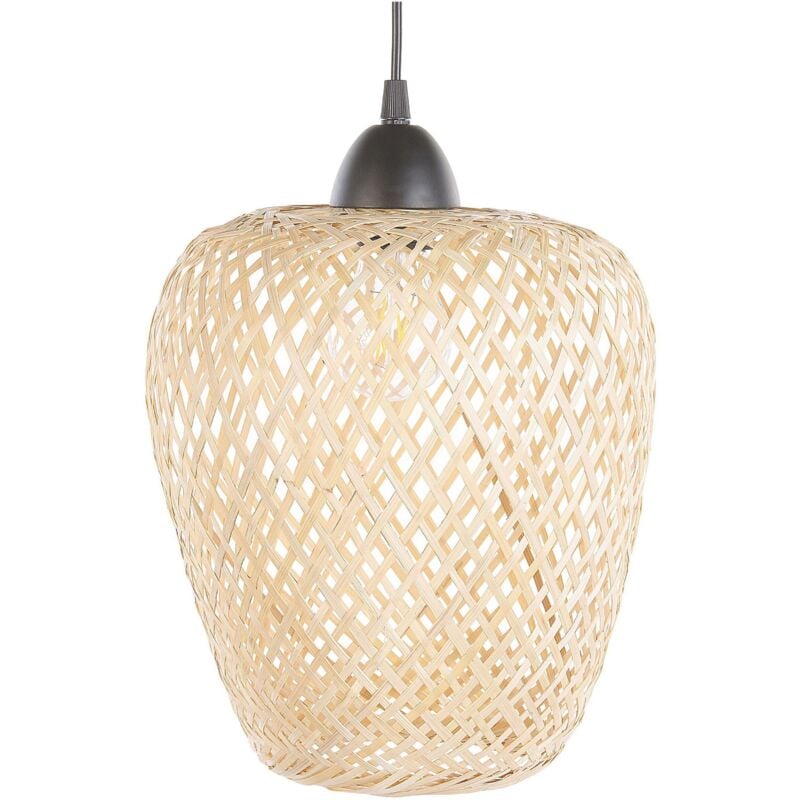 foto del prodotto lampadario in bamb marrone chiaro e metallo forma arrotondata 123 cm bomu