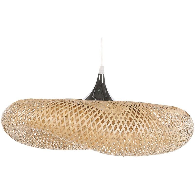 foto del prodotto lampadario in bamb marrone chiaro e metallo forma curva 118 x 80 cm boyne
