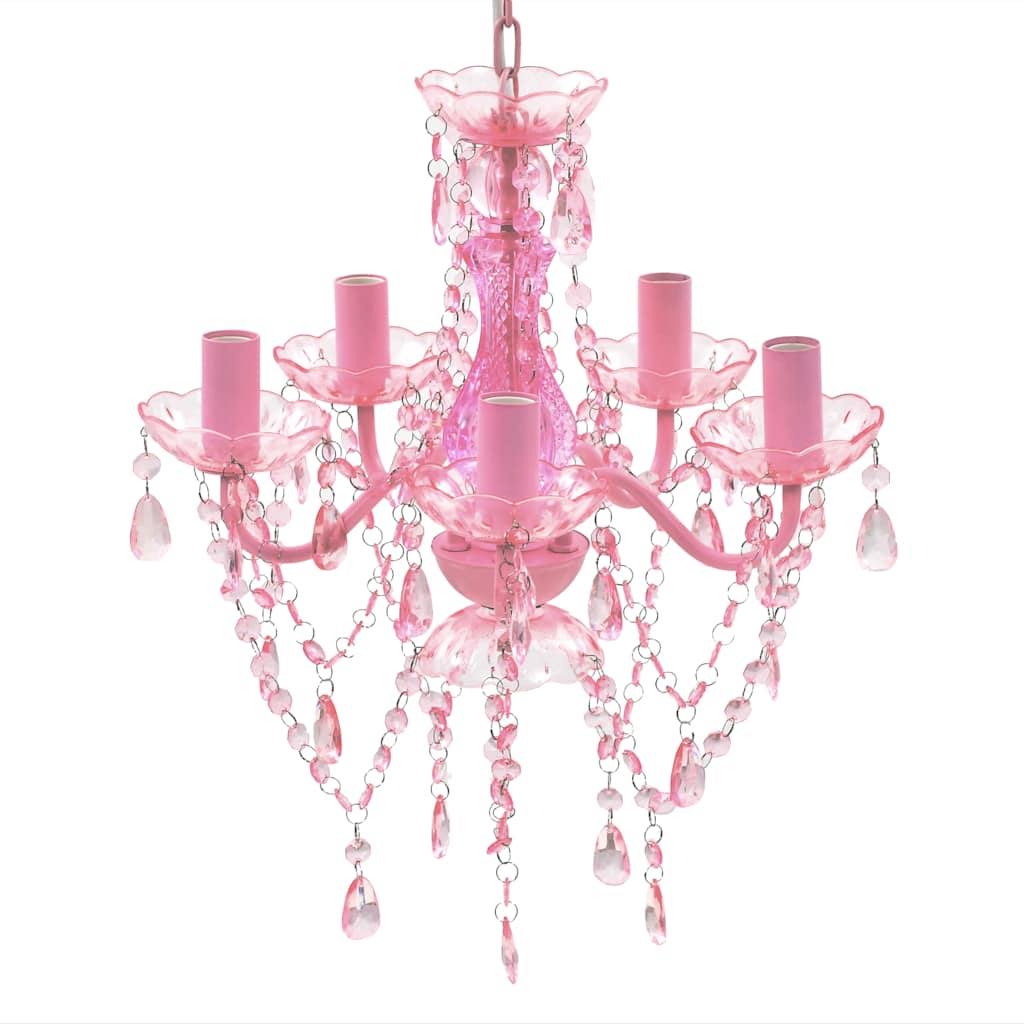 foto del prodotto lampadario in cristallo con 5 lampadine rosa cod mxl 53785
