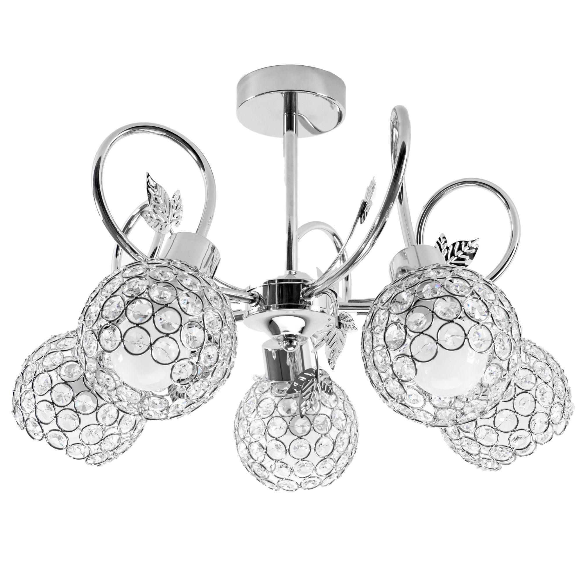 foto del prodotto lampadario in cristallo con foglie in metallo app636-5c
