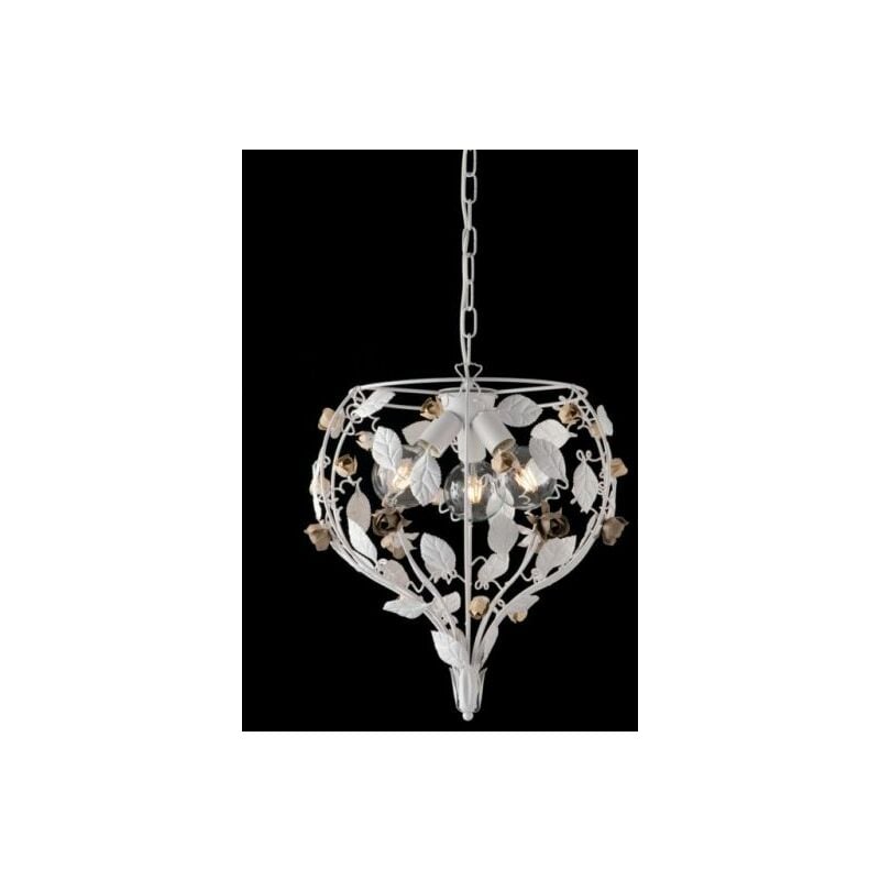 foto del prodotto lampadario in ferro laccato bianco shabby 3 luci bella