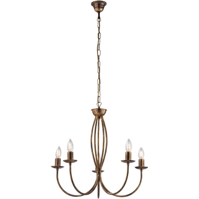 foto del prodotto lampadario in ferro marrone oro cinque luci 55x h53 cm