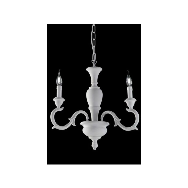 foto del prodotto lampadario in legno bianco shabby 3 luci fiorenza