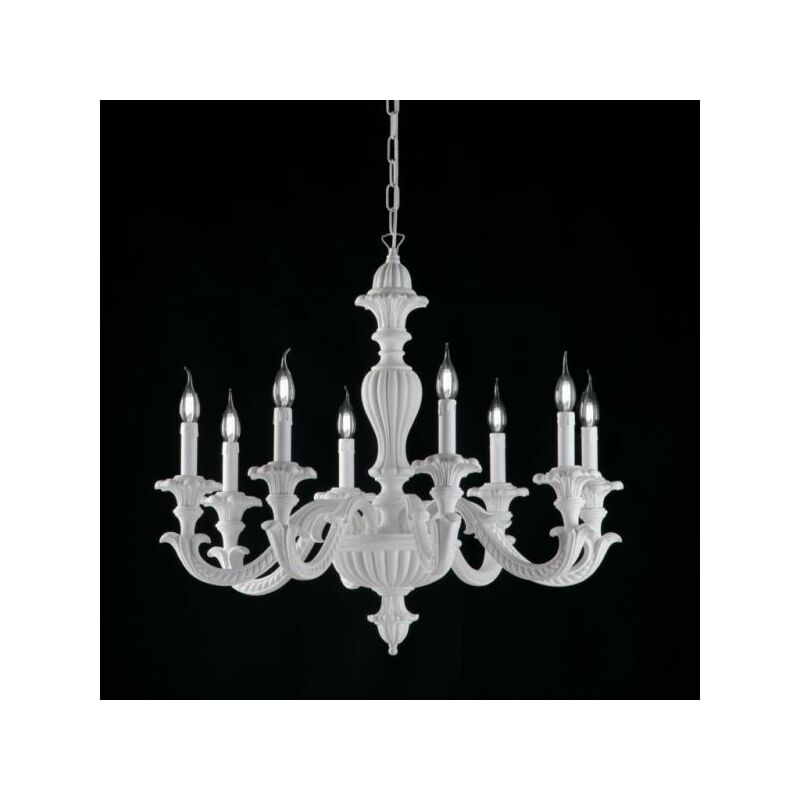 foto del prodotto lampadario in legno bianco shabby 8 luci leonardo