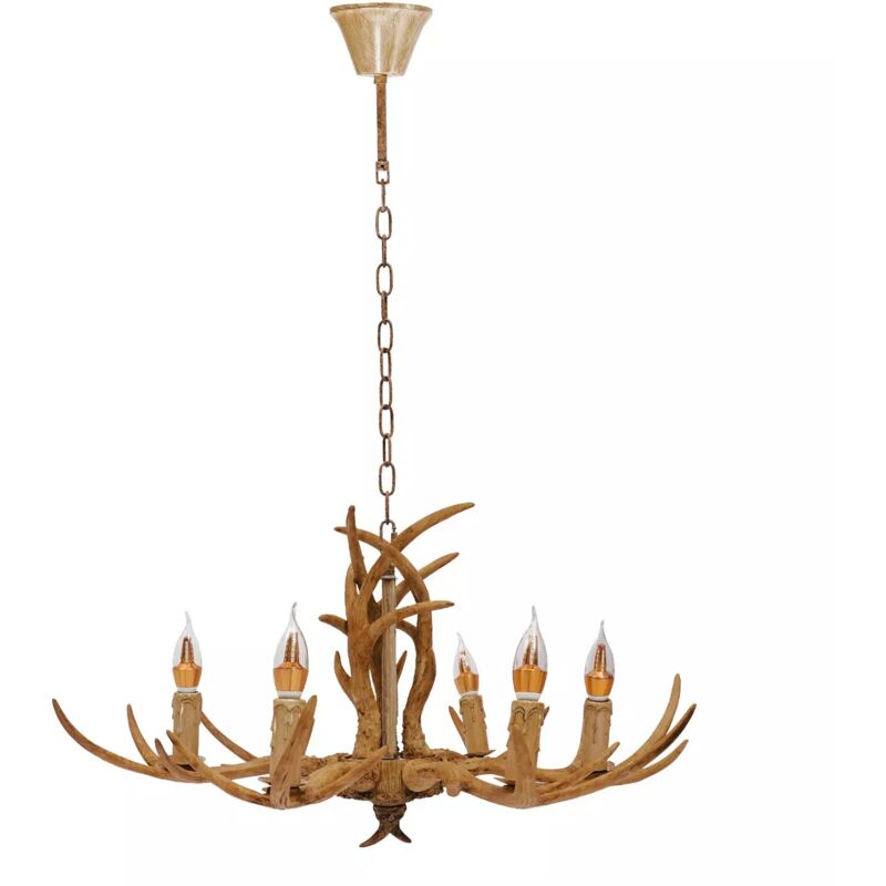 foto del prodotto lampadario in legno di cervo vintage plafoniera in resina con 6 luci decorazione artistica lampadario rustico per caff ristorante corridoio camera