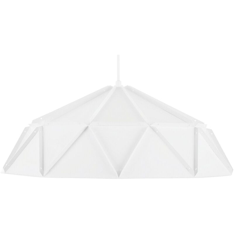 foto del prodotto lampadario in metallo bianco con paralume semicircolare design industriale senia