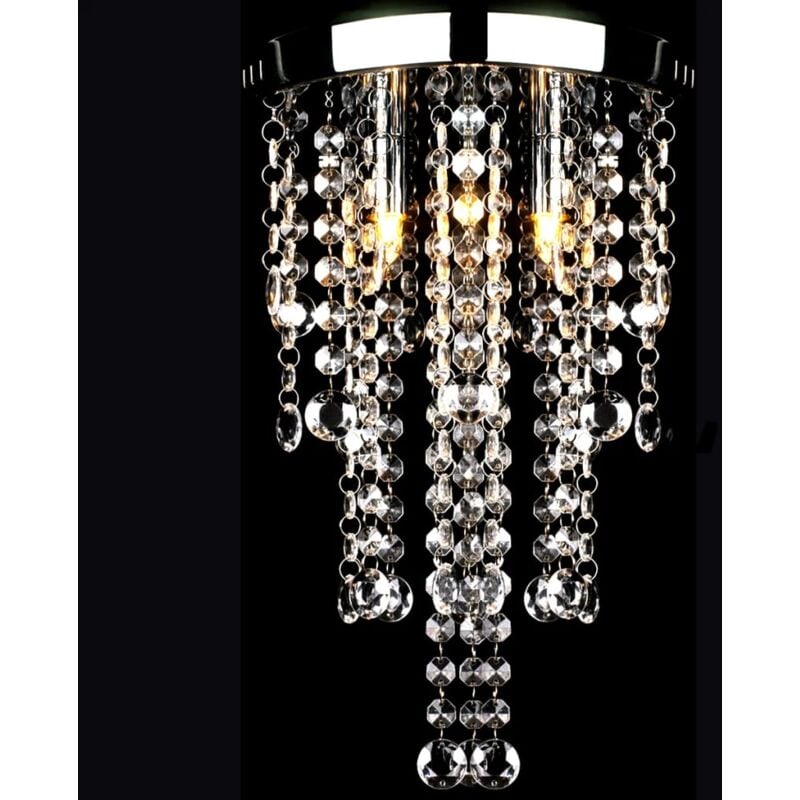 foto del prodotto lampadario in metallo bianco con perline in cristallo vidaxl